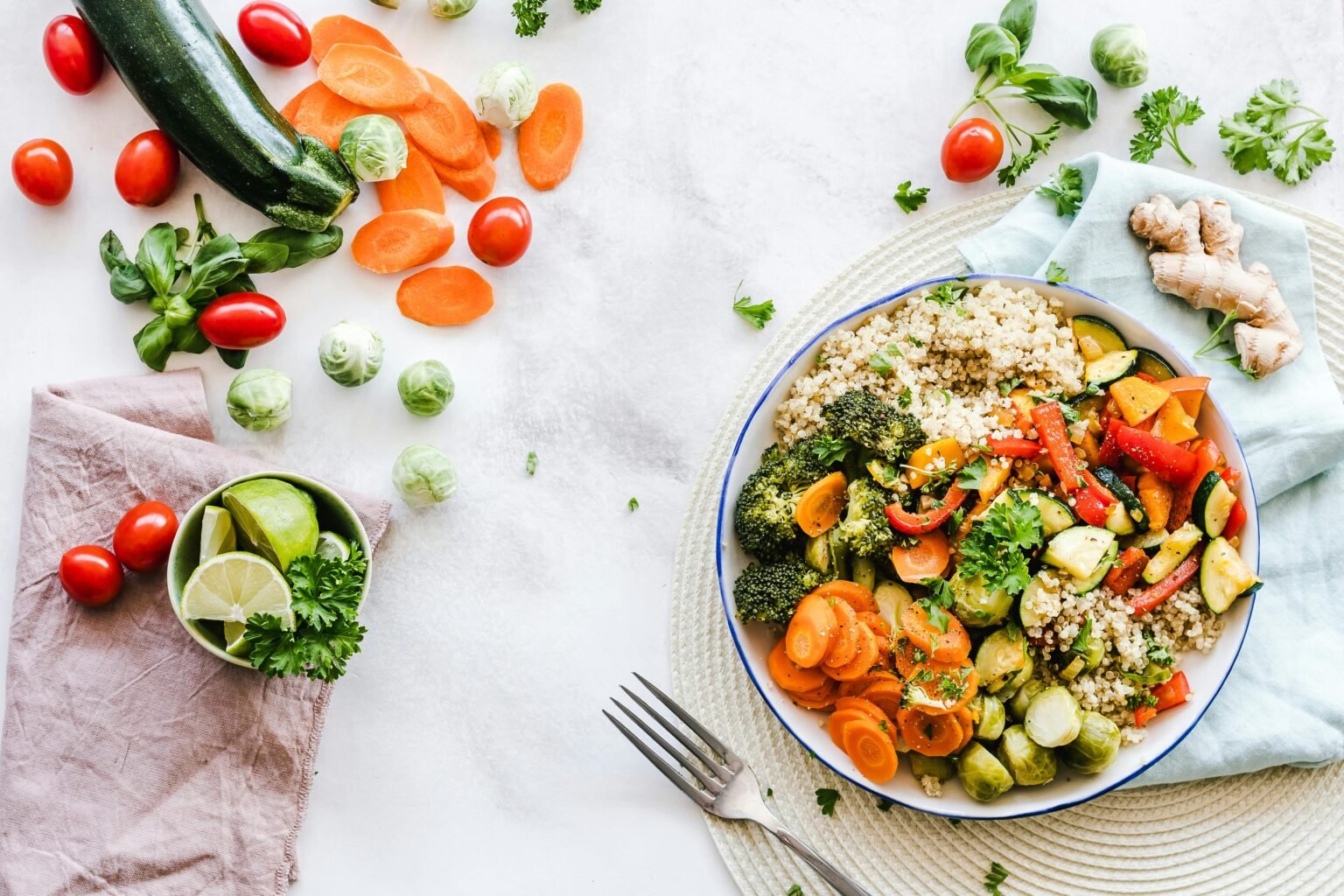 Food Safety Level 3 1 Colorful quinoa salad with fresh vegetables creates a healthy, balanced meal.